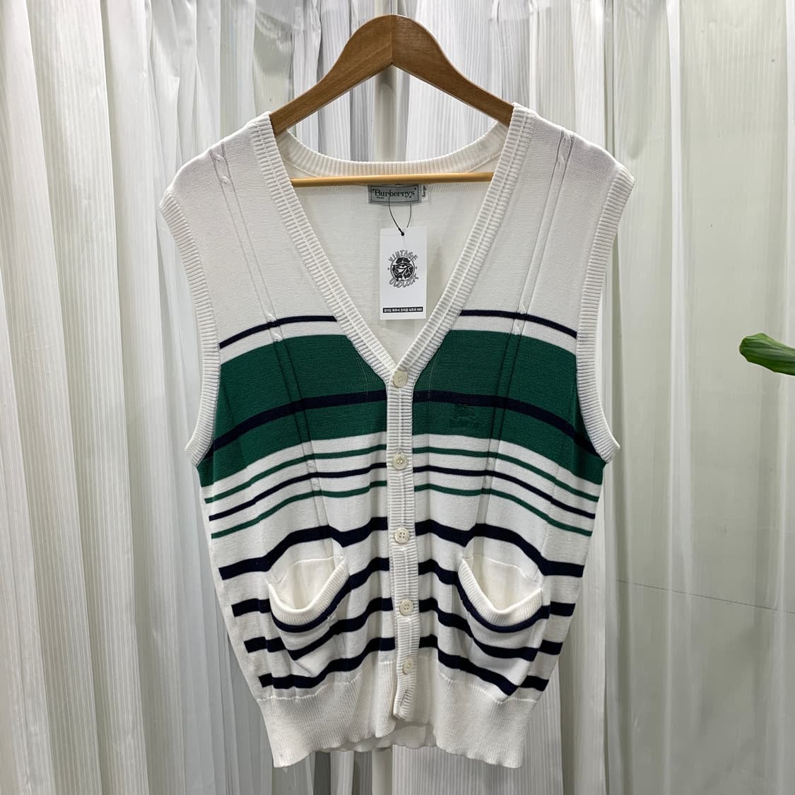 빈티지 Burberrys 스트라이프 브이넥 니트 베스트 1876 상품이미지1