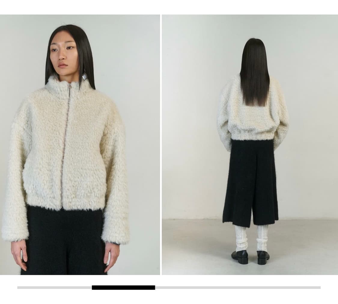 아모멘토 헤어리퍼자켓 아이보리 상품이미지2