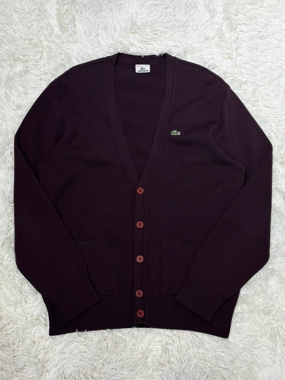 라코스테 스몰로고 버건디 가디건 상품이미지3