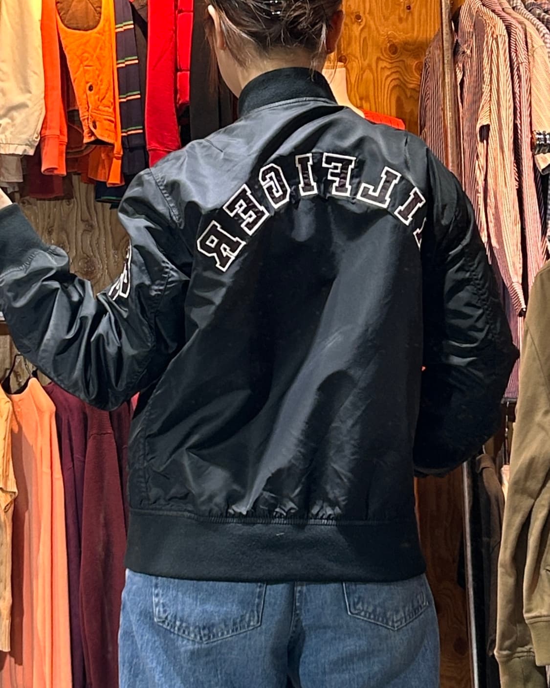 M 타미힐피거 빅로고 패치 블랙 나일론 블루종 상품이미지2