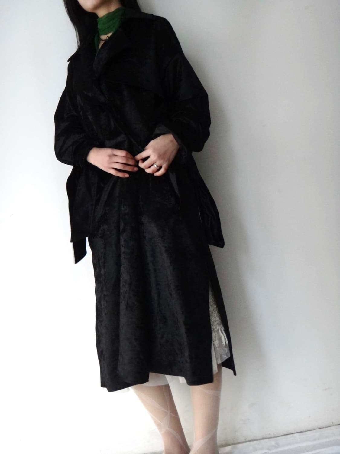Velvet hunt long jacket / black 상품이미지1
