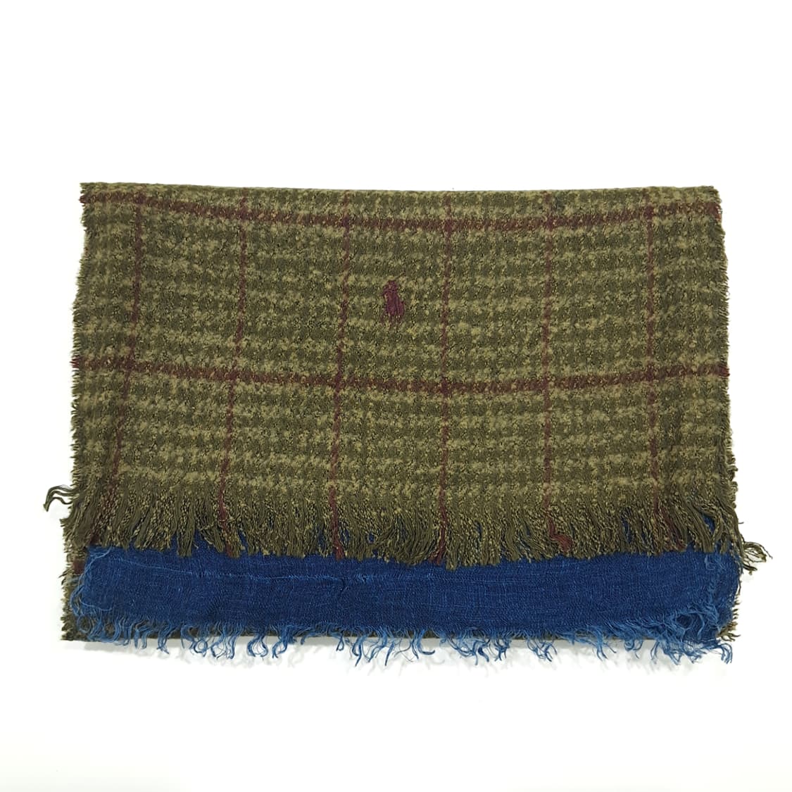 MX297 폴로 랄프로렌 올리브그린 체크 울 린넨 목도리 머플러 상품이미지7