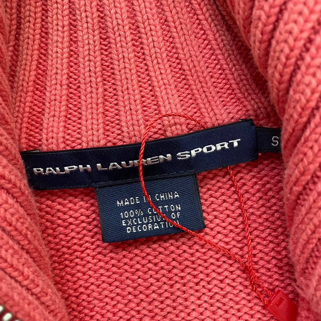 폴로 랄프로렌 포니 로고 코튼 니트 집업 코랄 상품이미지4