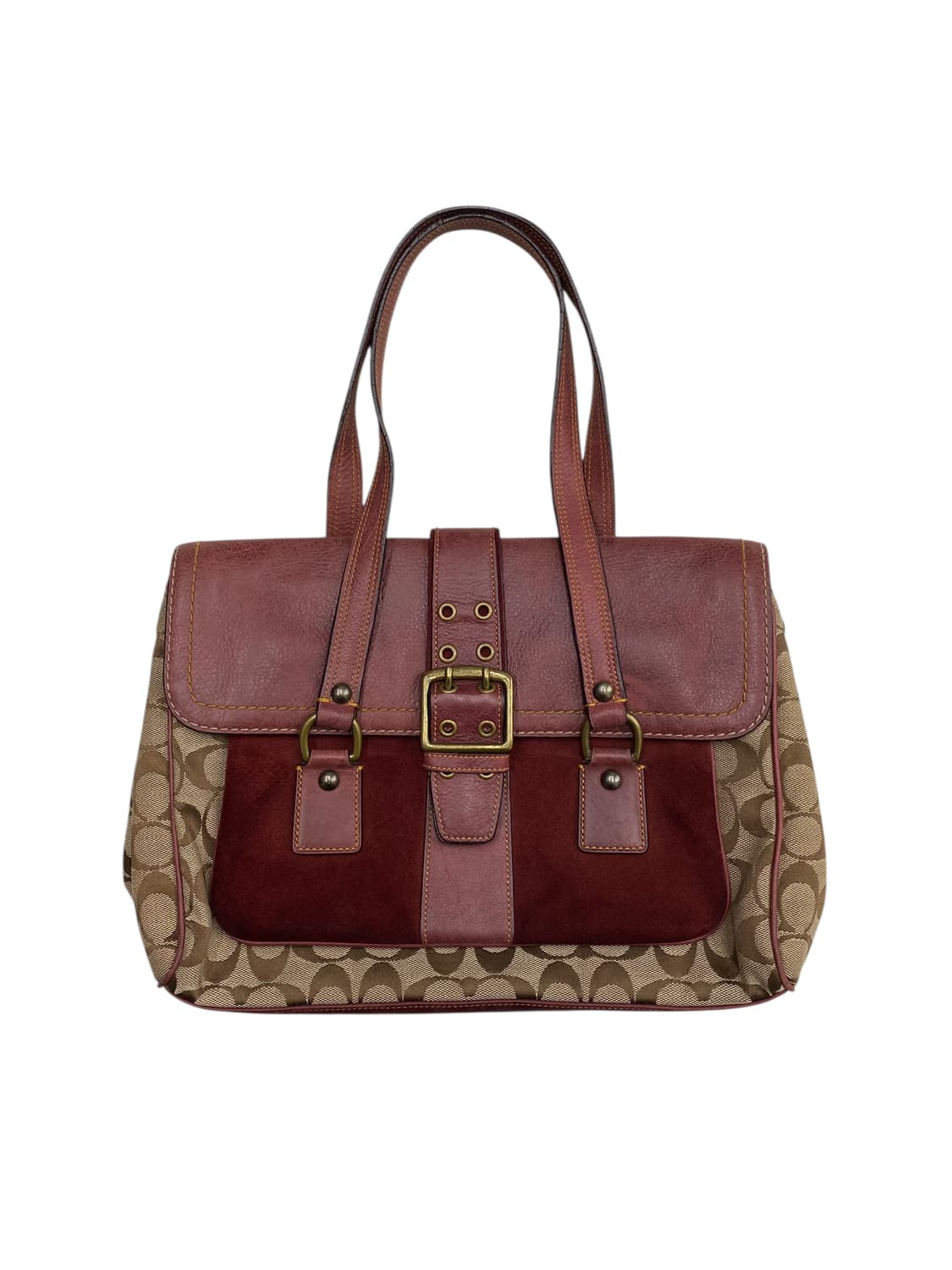 코치 y2k 딥레드 버클 숄더백 상품이미지1