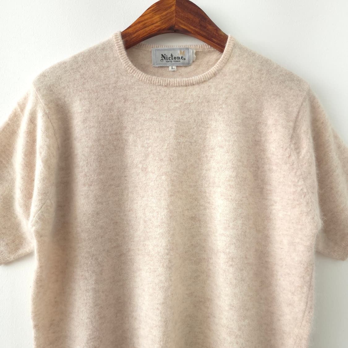 베이지 앙고라 블렌드 반팔 니트 상품이미지3