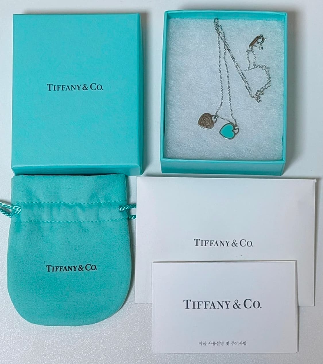 티파니 더블하트 목걸이 민트 상품이미지1
