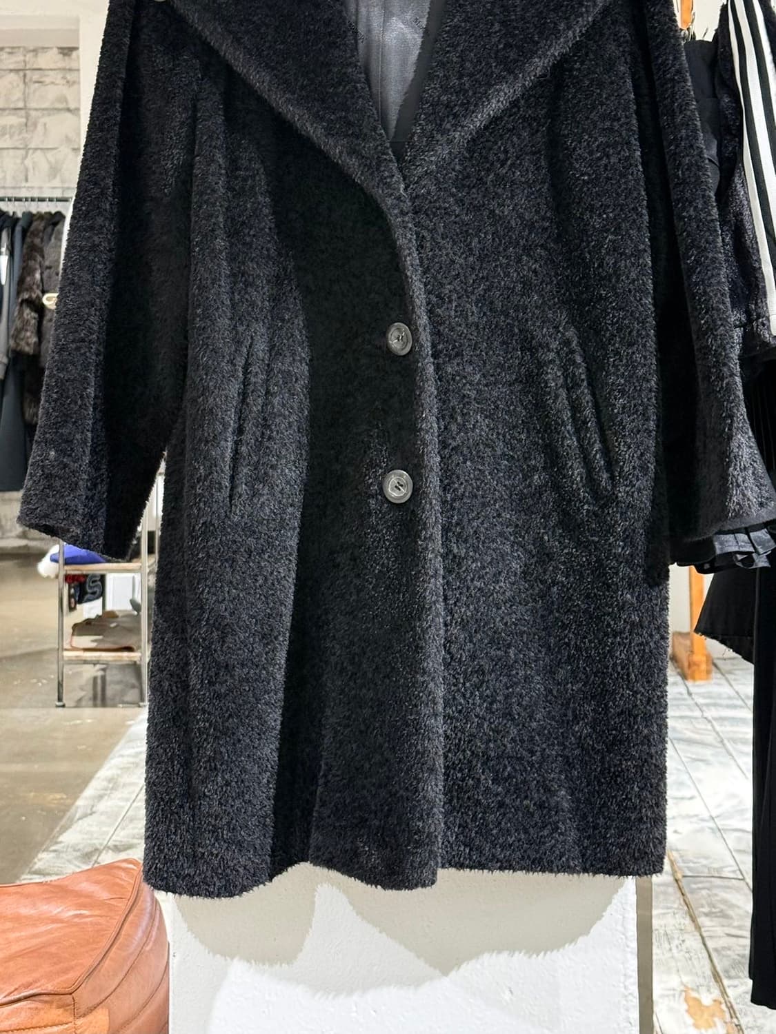 막스마라 블랙 라나버진울 알파카 블렌드 후디 코트 상품이미지3