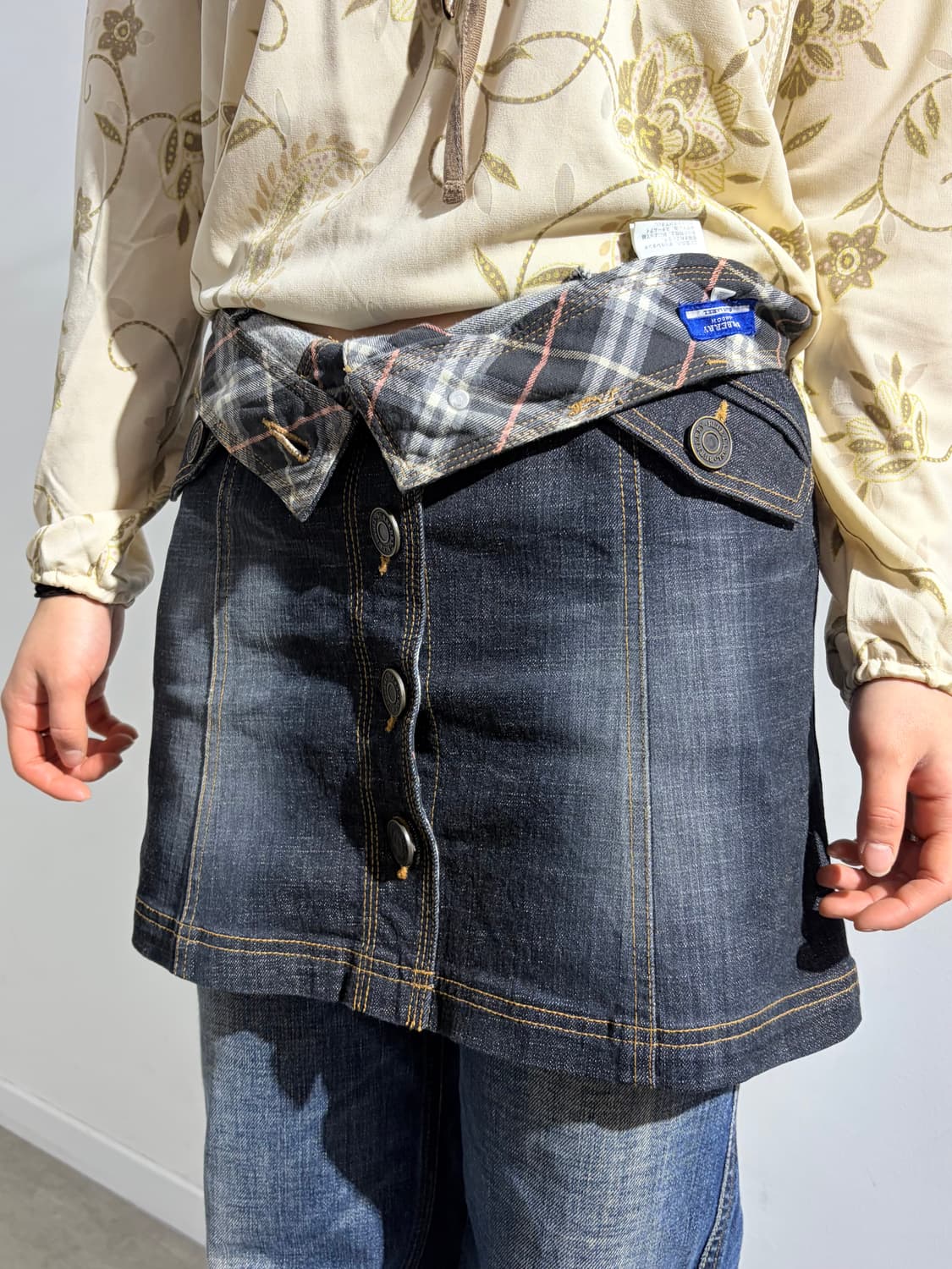 버버리 y2k 데님 흑청 스커트 치마 상품이미지3