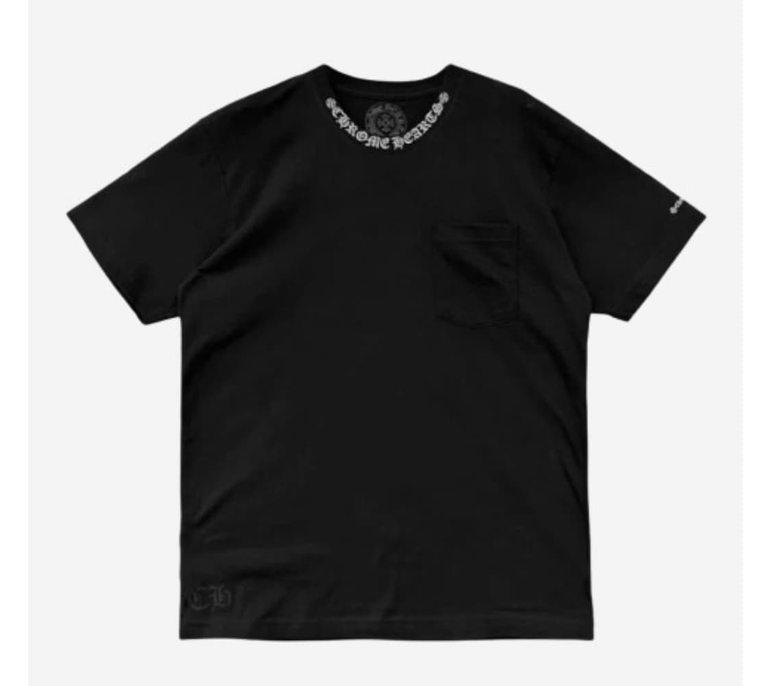 [XL] 크롬하츠 넥 스크립트 반팔 블랙 상품이미지1