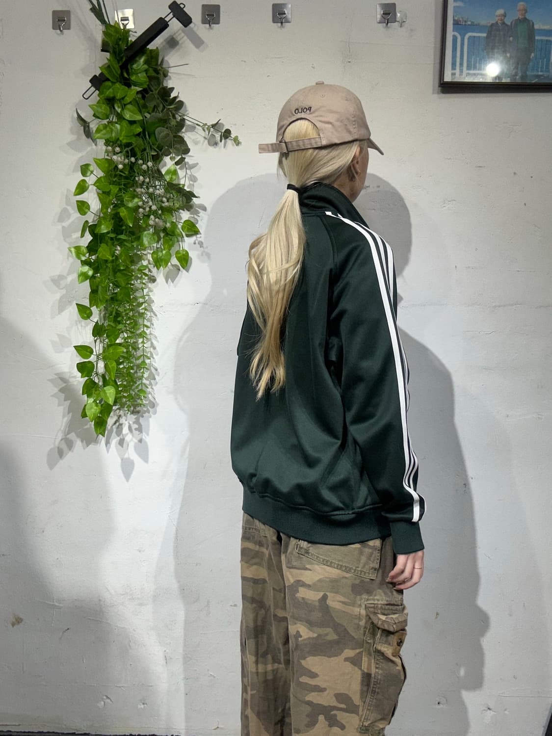 아디다스 그린 화이트 삼선 트랙탑 져지 M 상품이미지3