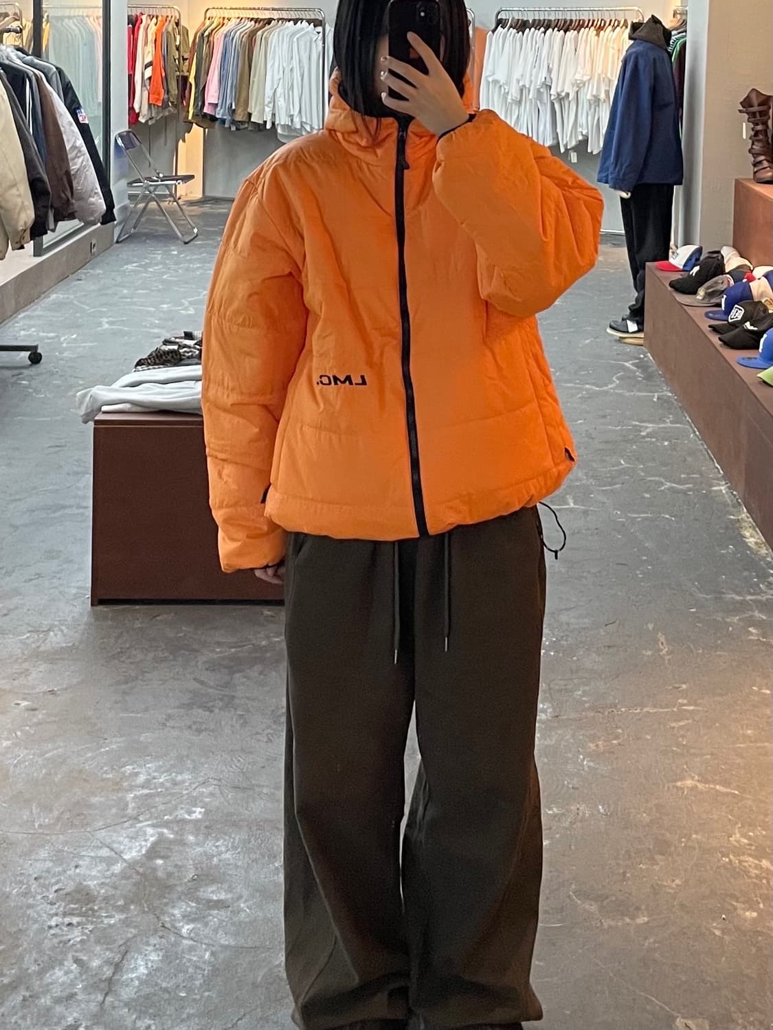 LMC 리버시블 오렌지 네이비 후디 다운 패딩 H1261 상품이미지2