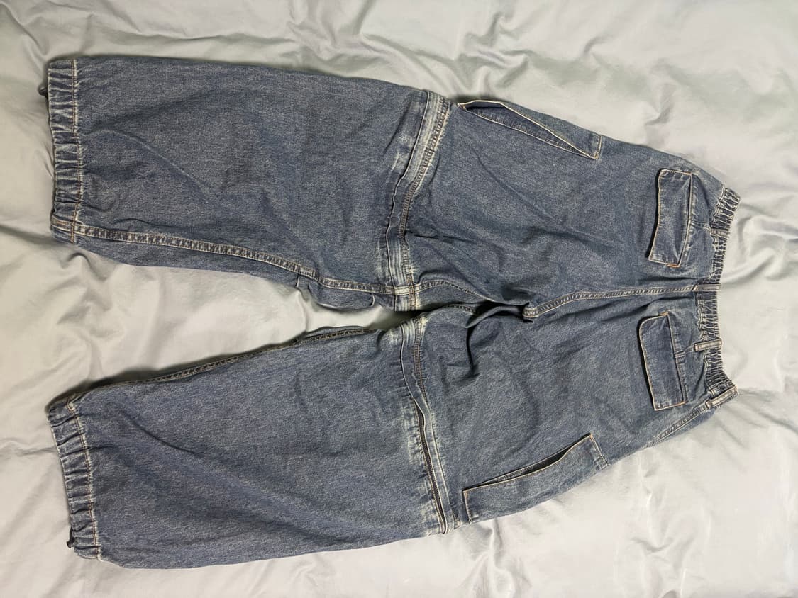 지유 X 언더커버 데님 컨버터블 와이드 카고 팬츠 블루 상품이미지3