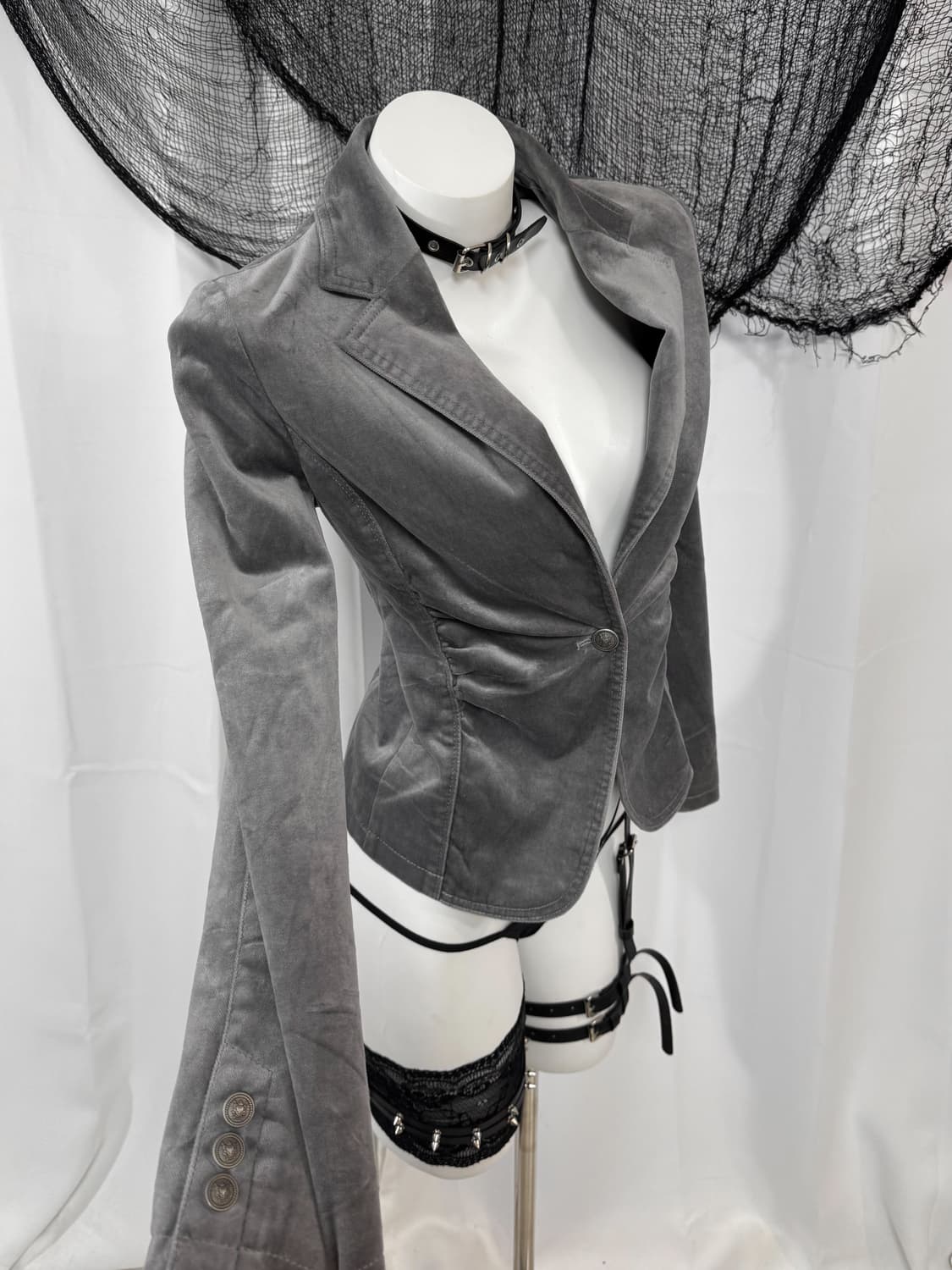 gray velvet shirring blazer 상품이미지1