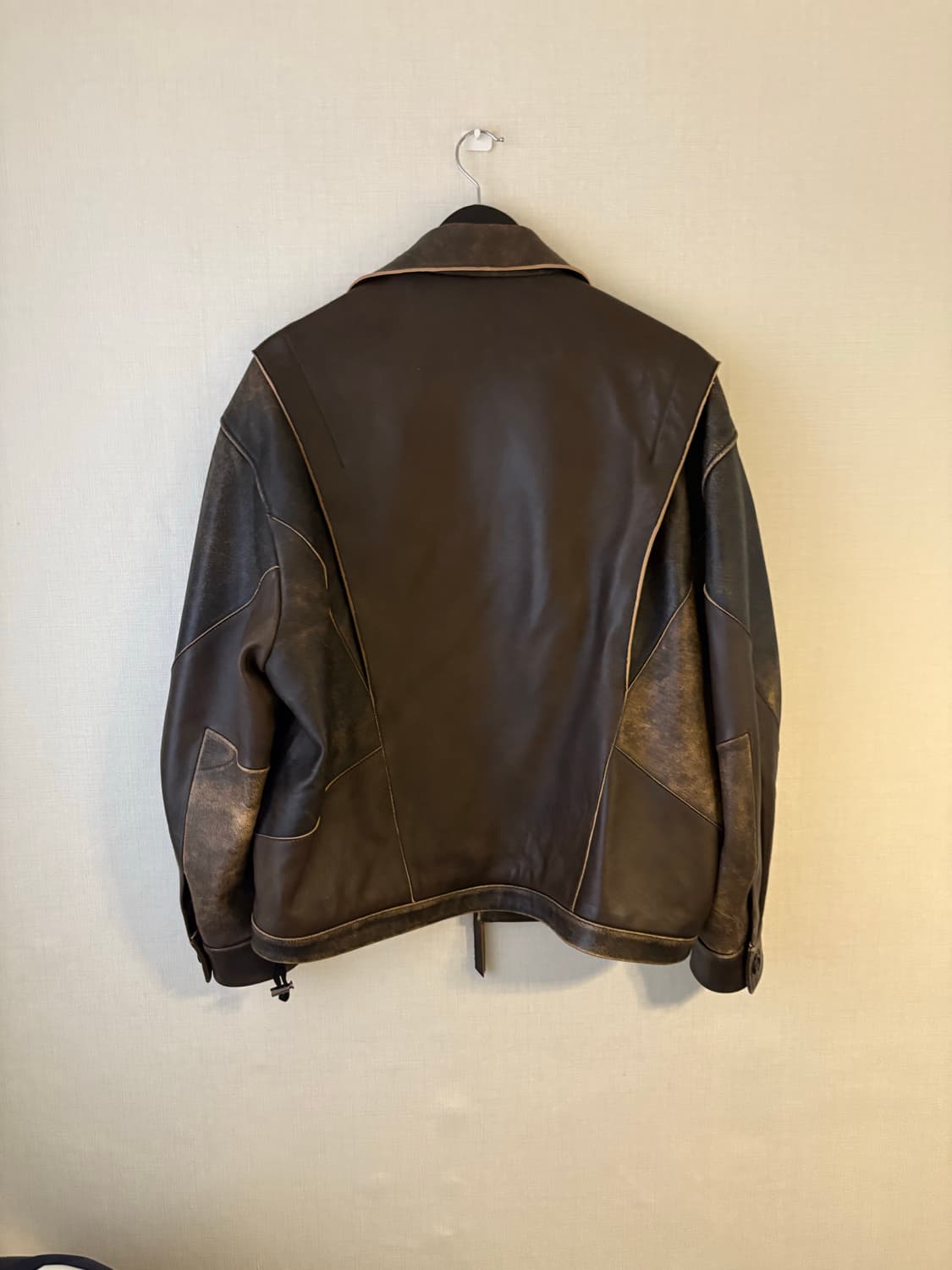 쿠어 컷오프 믹스드 가죽 자켓 상품이미지2