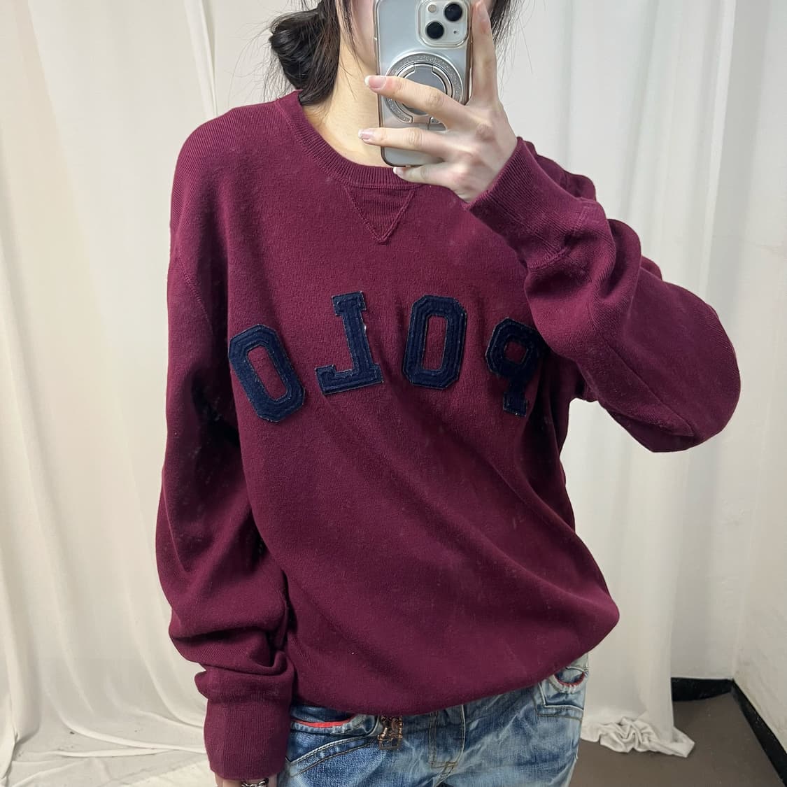 Polo Ralph Lauren burgundy big logo knit 상품이미지3