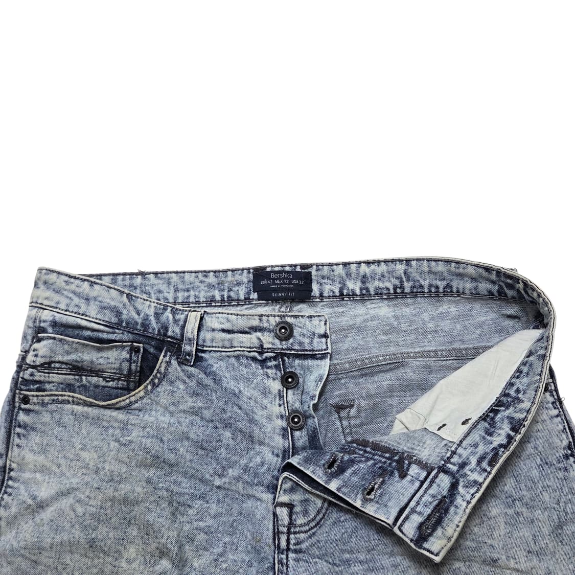 Bershka 버쉬카 라이트 블루 더티워싱 스키니 데님 반바지 상품이미지3