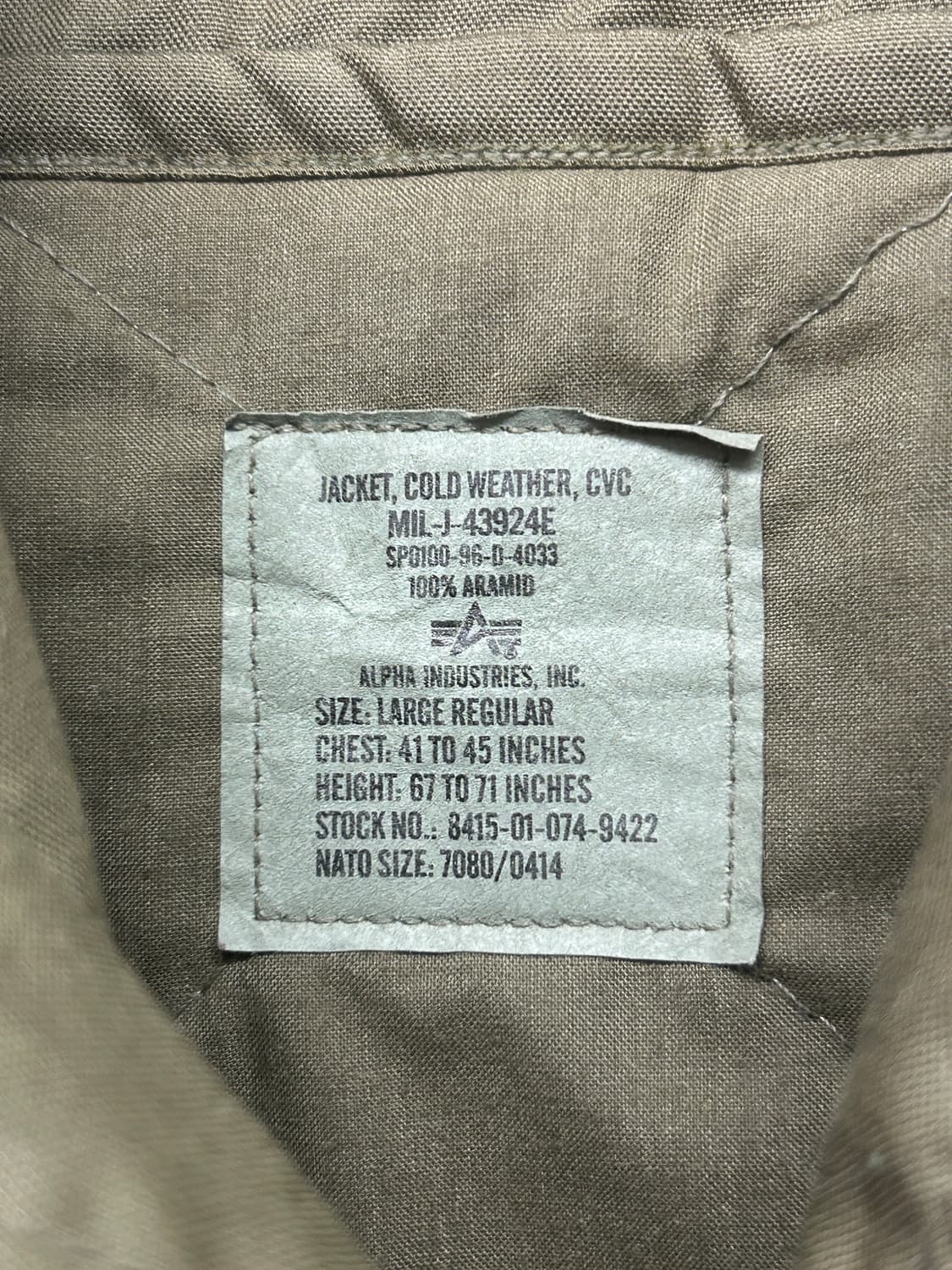 90s 알파인더스트리 CWU CVC 자켓 상품이미지7