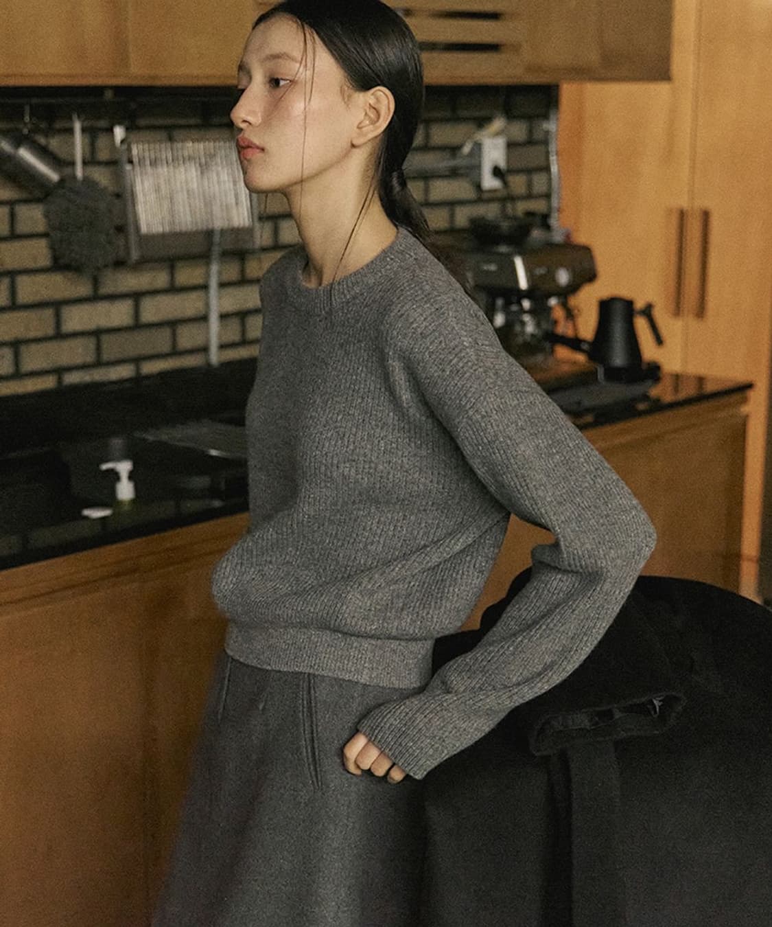 스텝어라운드- Cashmere drop round knit (CHARCO 상품이미지1