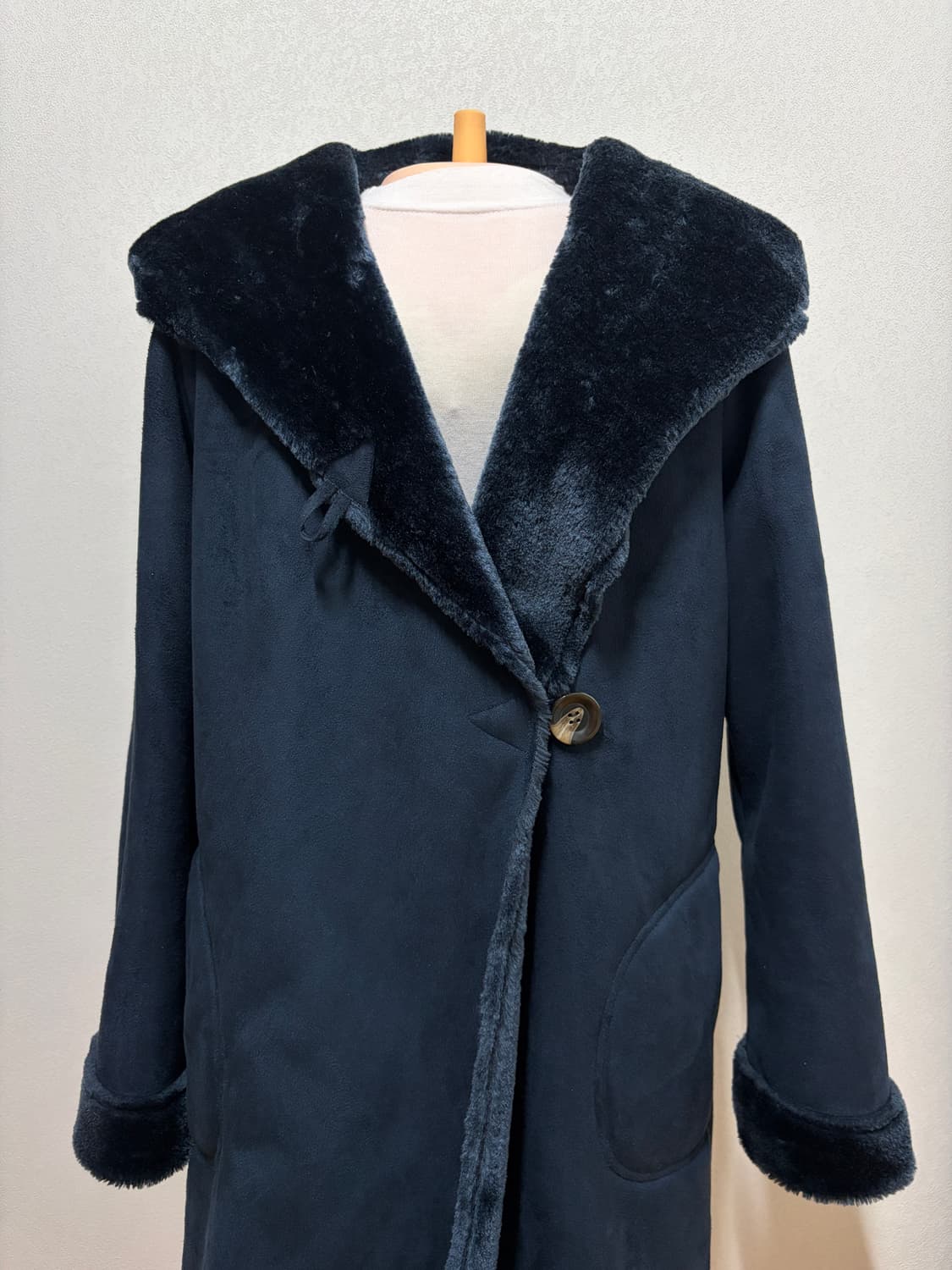 그로브 네이비 롱 무스탕 퍼 코트  상품이미지1