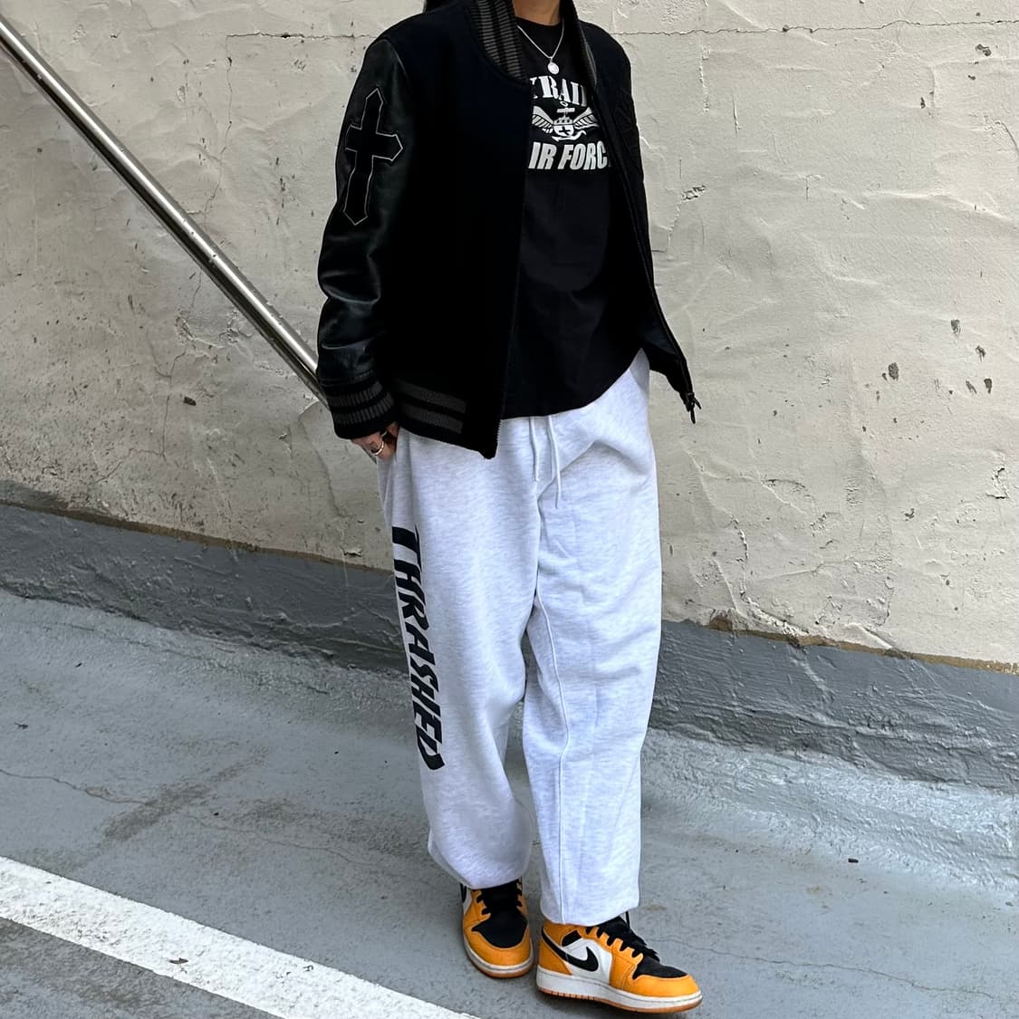 빈티지 JPN 소가죽 패치 울 바시티 자켓L 상품이미지10