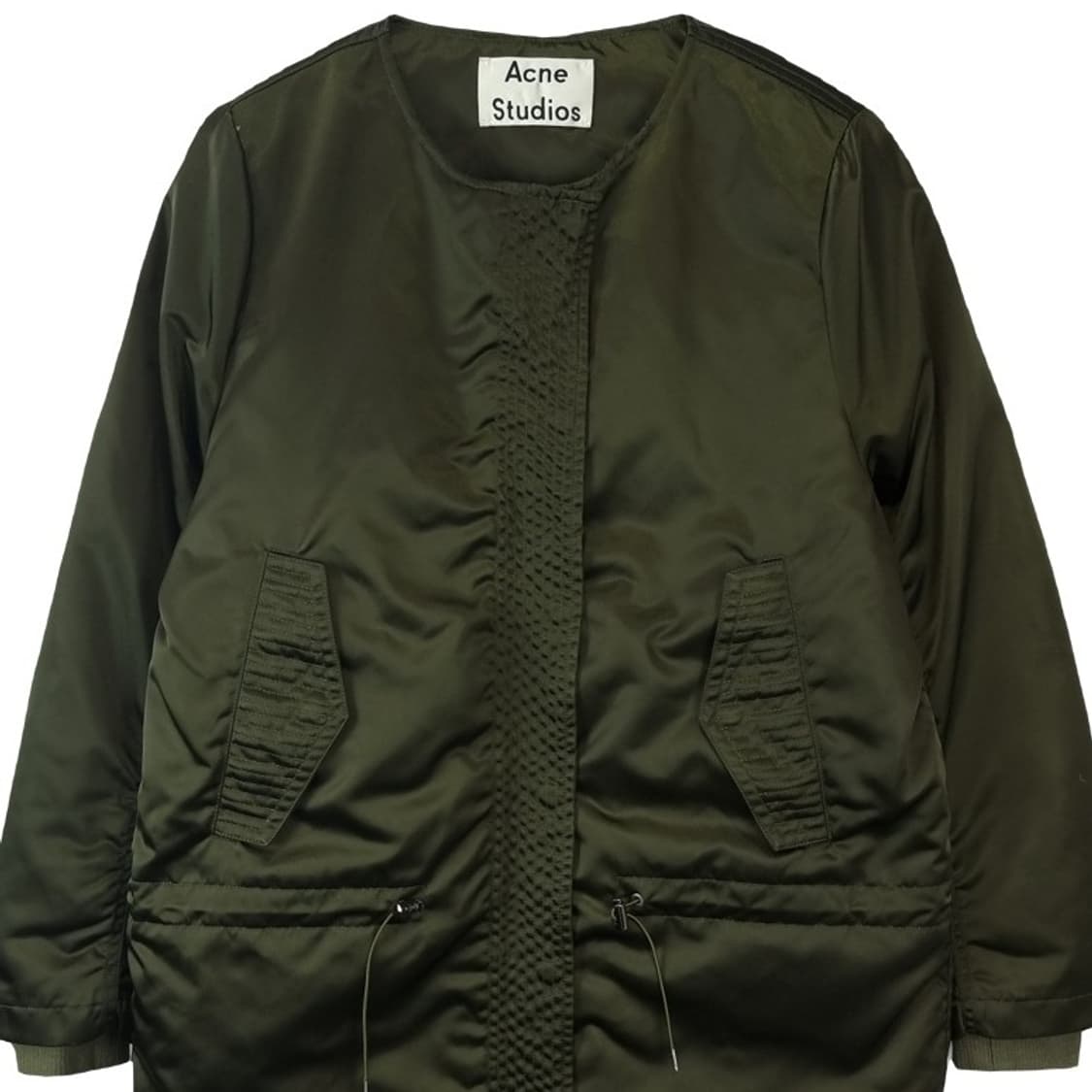 [아크네스튜디오] 카라리스 오버핏 사틴 롱 패딩 카키 P01117 상품이미지4