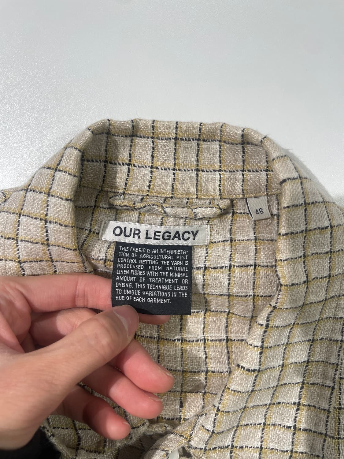 아워레가시 로우 포테이토 옐로우 체크 박스 린넨 셔츠 상품이미지7