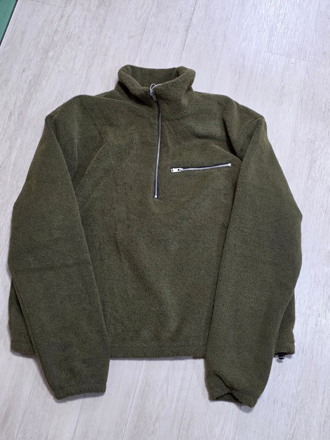 [L] 자라 플리스 하프집 올리브 상품이미지1