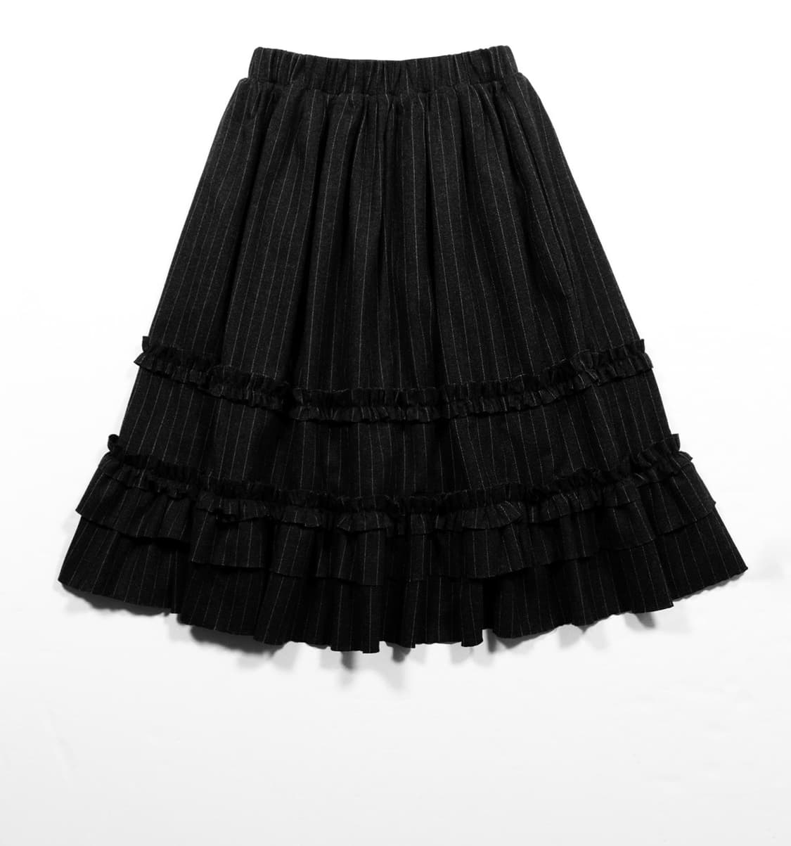 생긴스튜디오 WOOL FRILL MIDI STRIPE SKIRT 상품이미지1