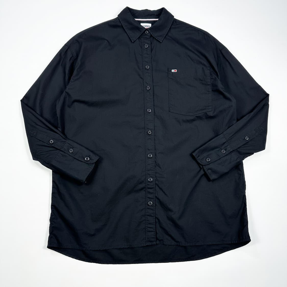 타미힐피거 자수로고 클래식 솔리드 셔츠 블랙 M 상품이미지1