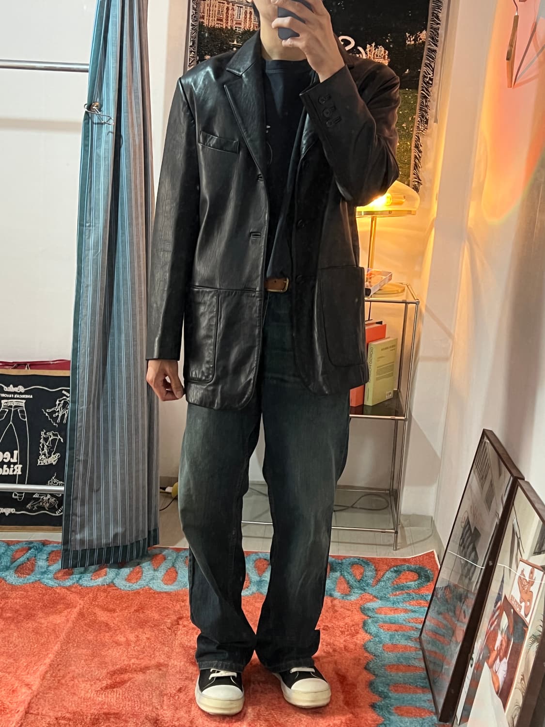 [M] 지오다노 램스킨 싱글 블레이저 양가죽 자켓 상품이미지5
