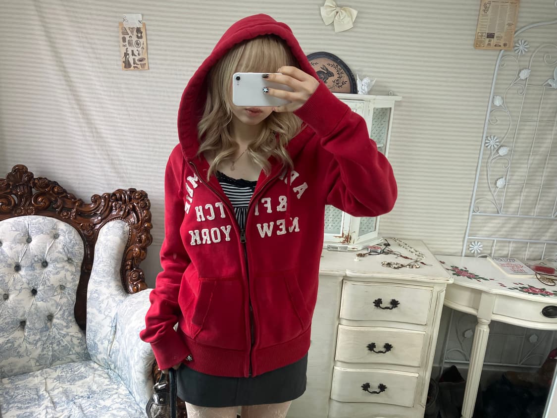 Abercrombie & Fitch red hood zip-up 상품이미지3