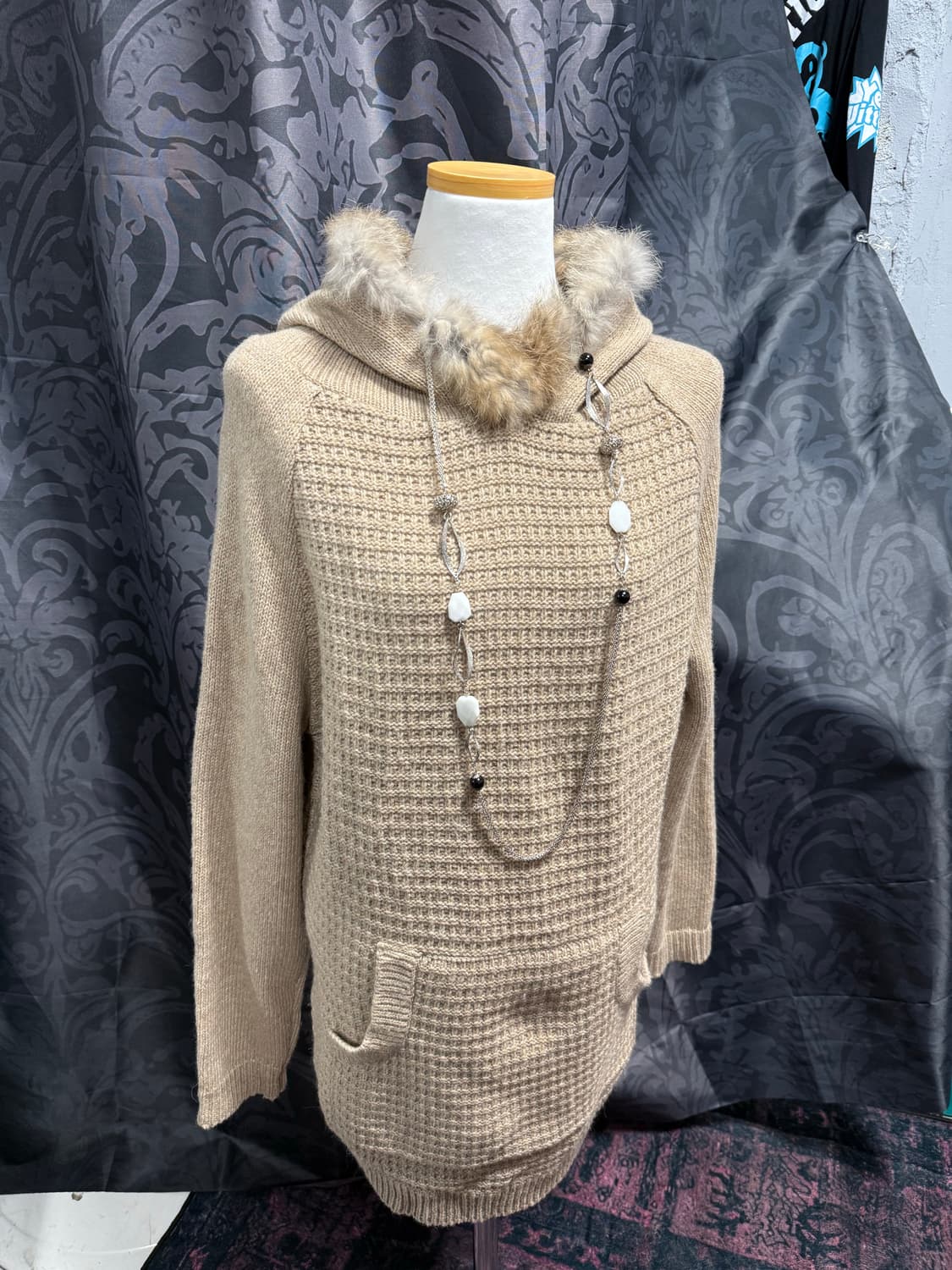 갸루 퍼 니트 후드집업 상품이미지4