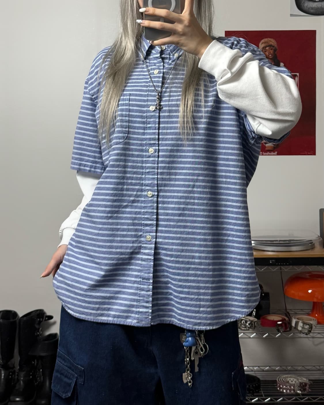 갭 00s 스트라이프 반팔 셔츠 상품이미지2