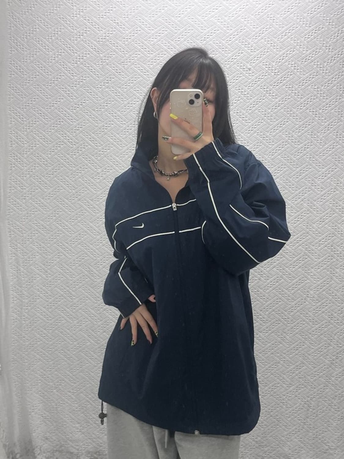 나이키 올드스쿨 레트로 파이핑 라인 바람막이 자켓 L C07524 상품이미지2