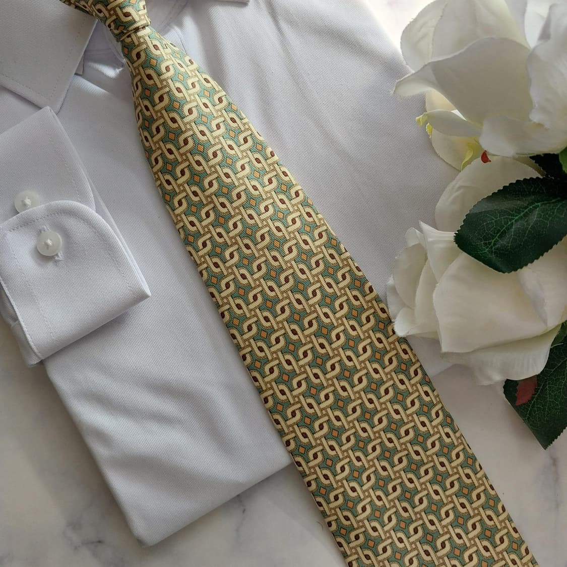 안젤로 빌로레세 실크 기하 패턴 넥타이 9.7cm A+~A등급 K1312 상품이미지8