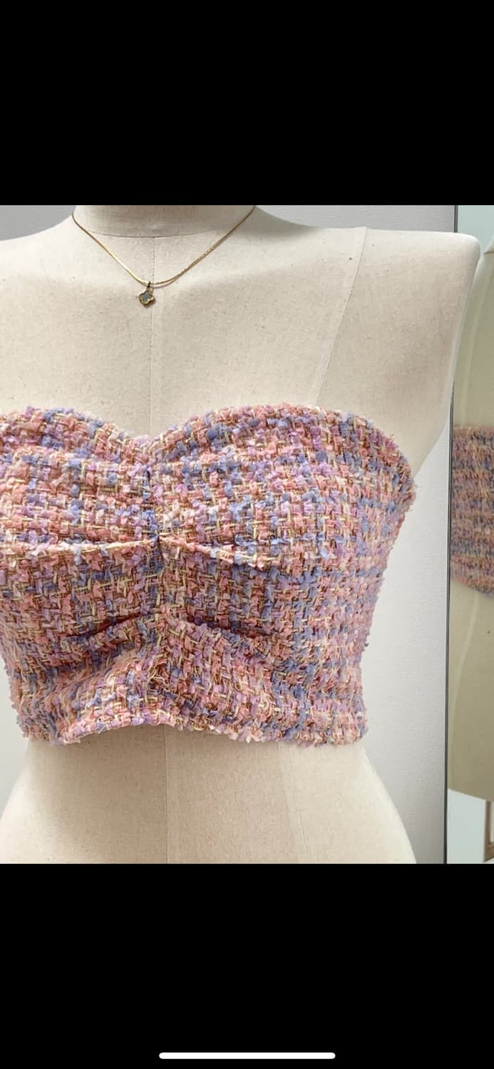 핑크 트위드 튜브탑 새상품 상품이미지2