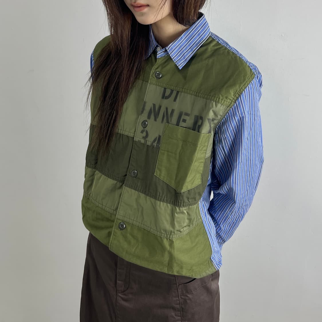 꼼데가르송 옴므 패치워크 스트라이프 셔츠 상품이미지1