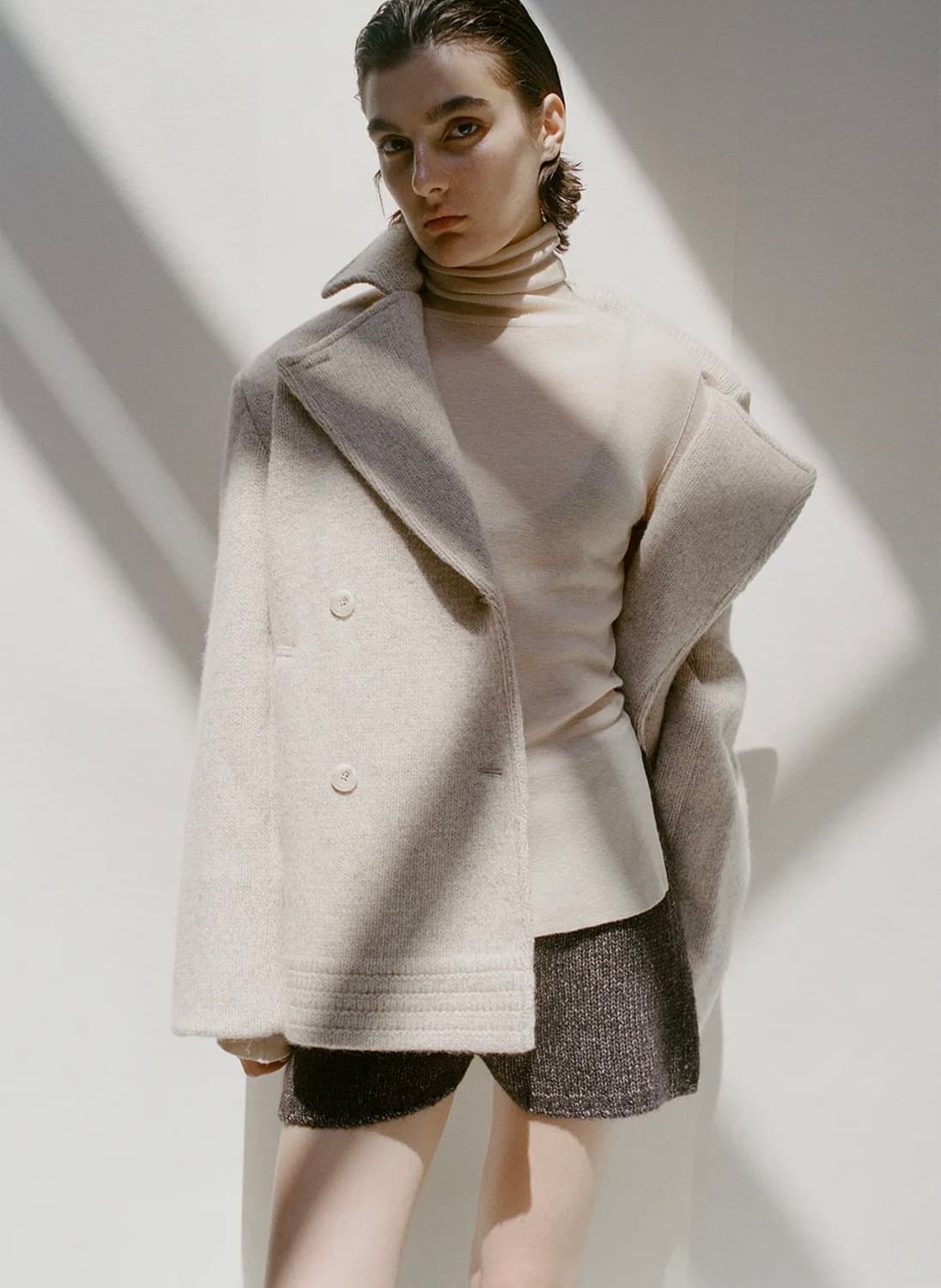 우마뭉 셔틀랜드 울 니트 피코트 아몬드 36 상품이미지6