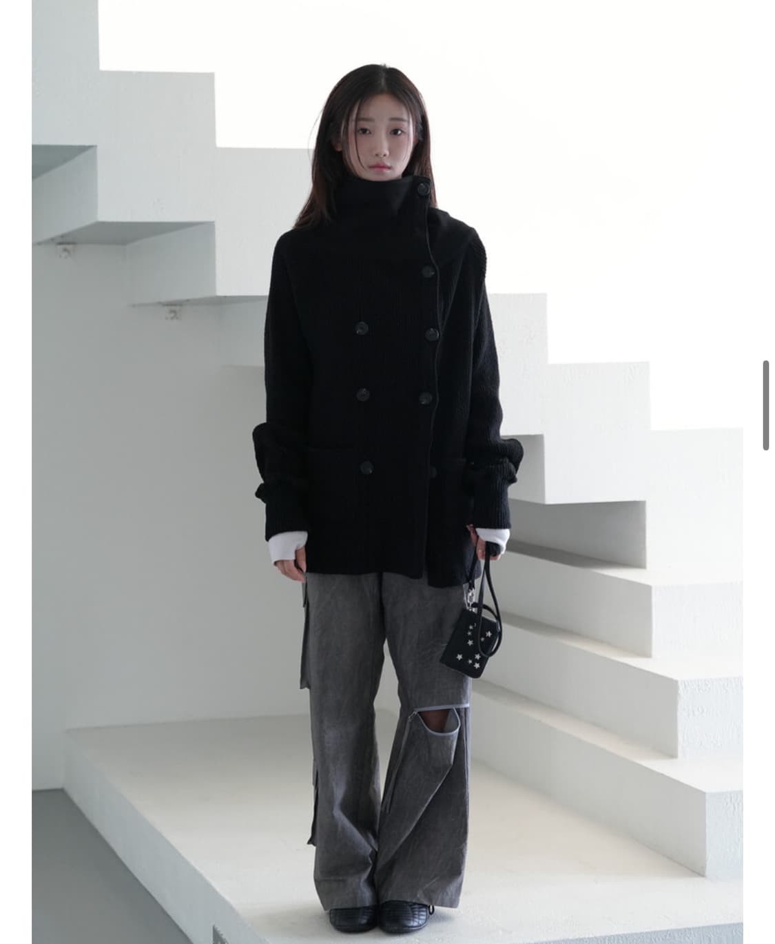 구해요) yinandyang 가디건 블랙 그레이 상품이미지1