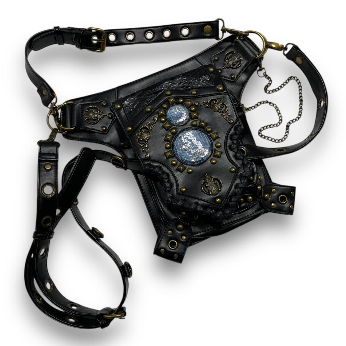 무장전선 모드 스네이크 스팀 펑크 리벳 체인 스터드 와싯 백 상품이미지2