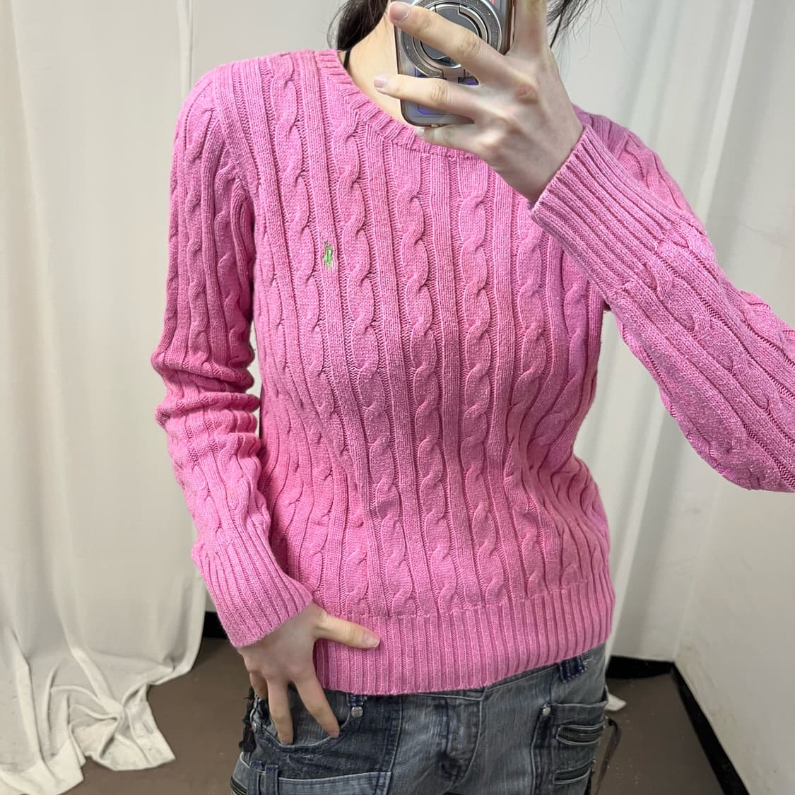 Polo Ralph Lauren pink cable knit 상품이미지3