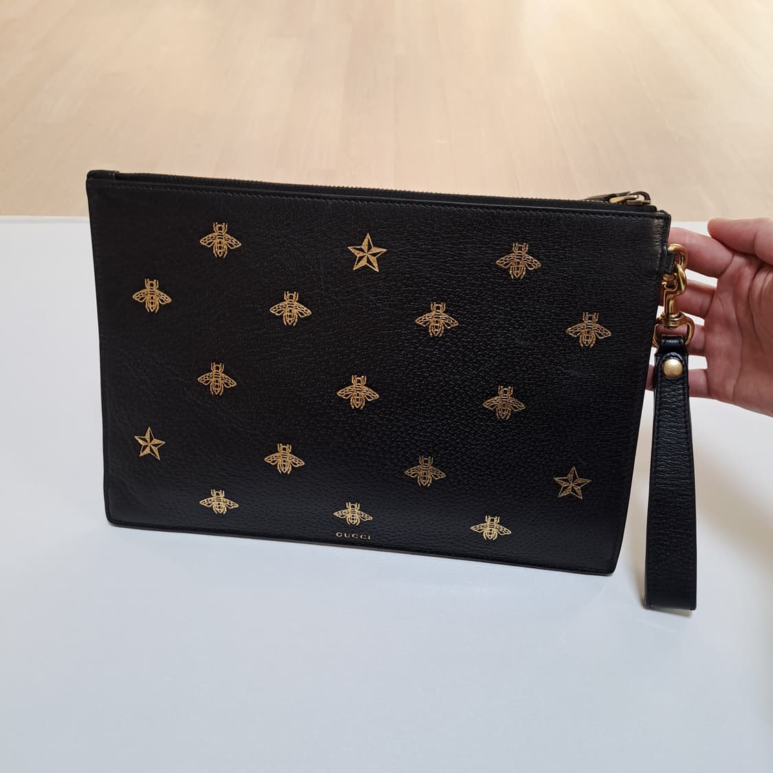 [100%/정품] 구찌 비 스타 레더 클러치 블랙, 구찌클러치,구찌파우치 상품이미지1