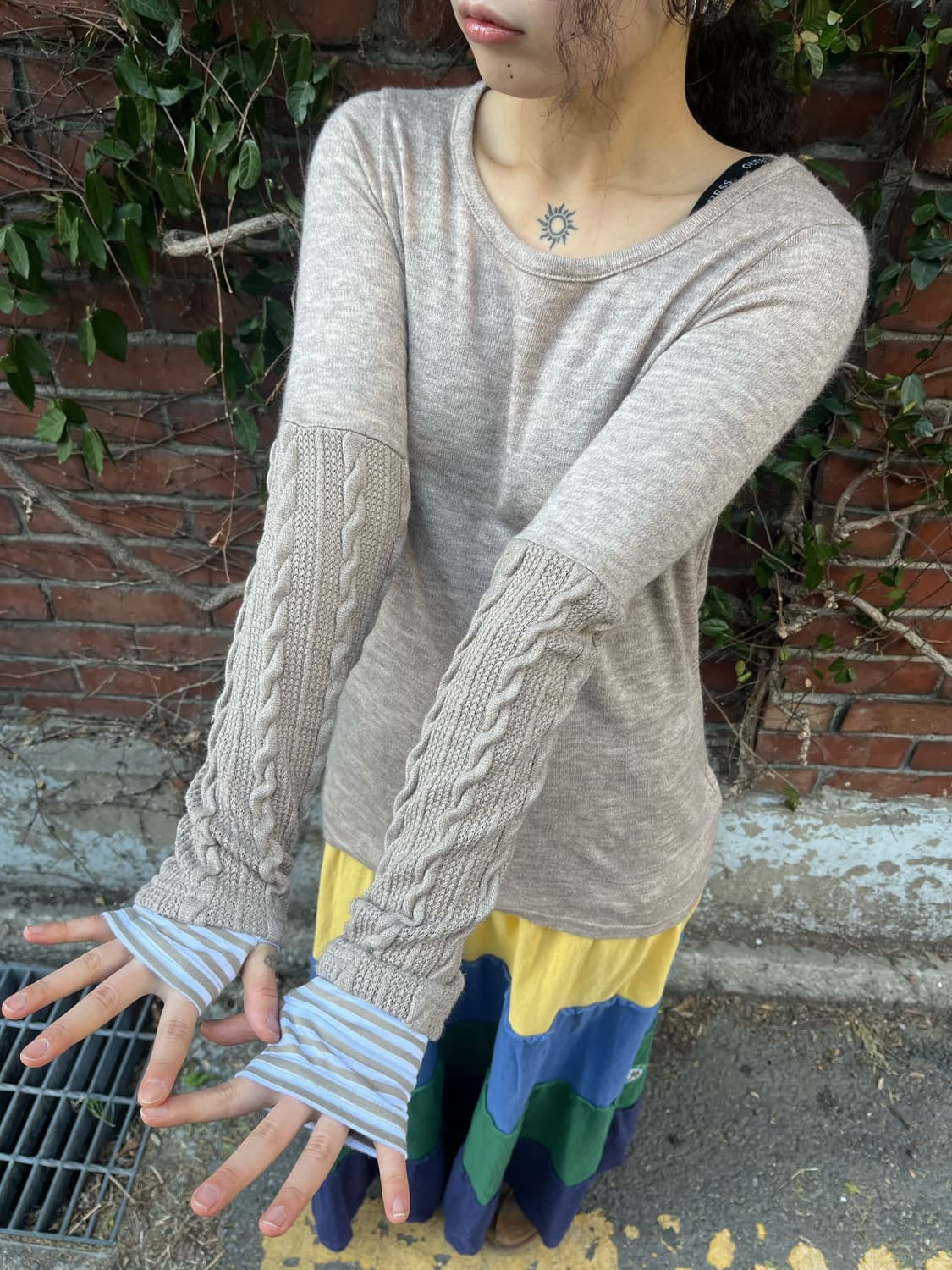 소매 뜨개질 롱슬리브 상품이미지3