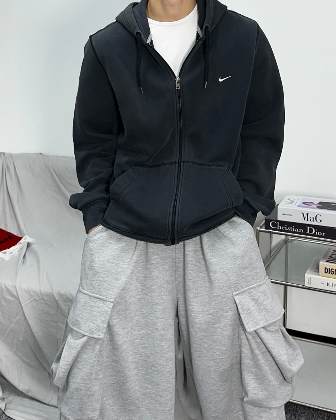 나이키 블랙 스우시 후드집업 L 상품이미지1