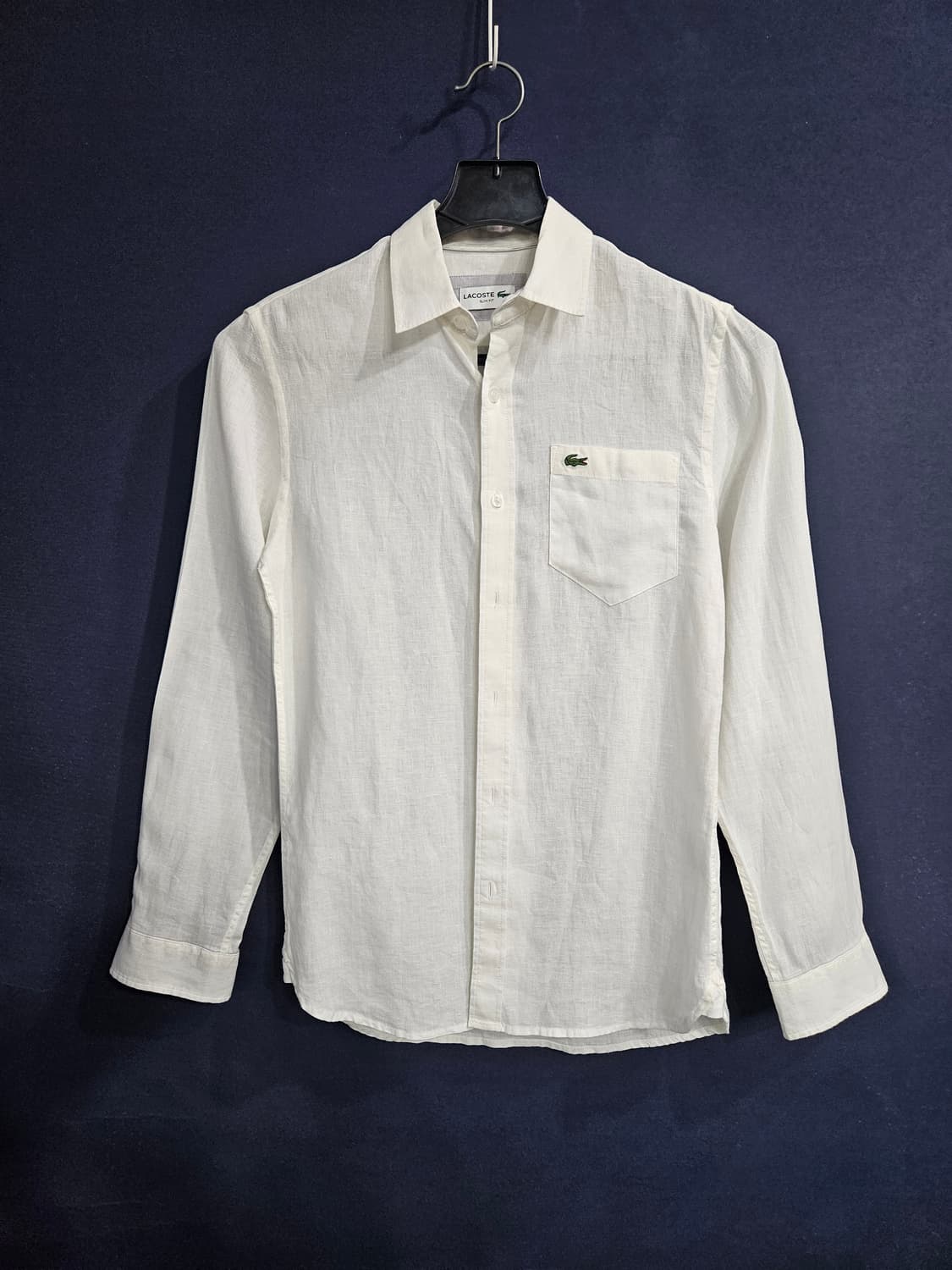 라코스테 화이트 남성 슬림핏 95 마 100% 긴팔셔츠  상품이미지1