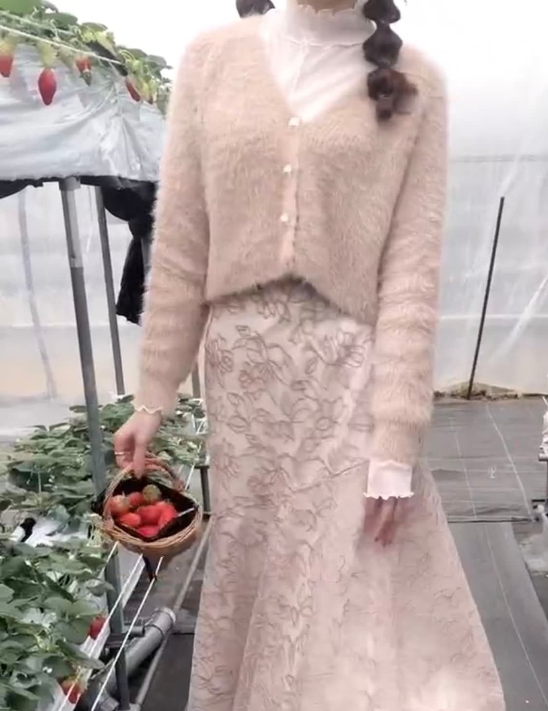 grl 그레일 크롭 비쥬 샤기 니트 가디건 /스나계양지뢰양산향히메카지 상품이미지3