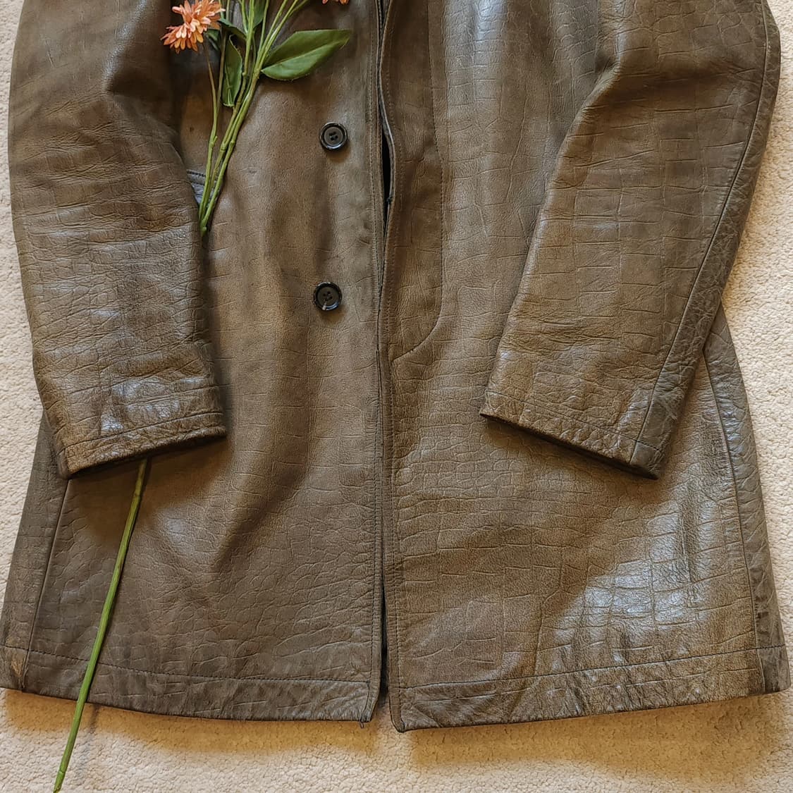 90s 아바하우스 빈티지 가죽자켓 크로커다일 엠보 소가죽 코트 F 상품이미지5