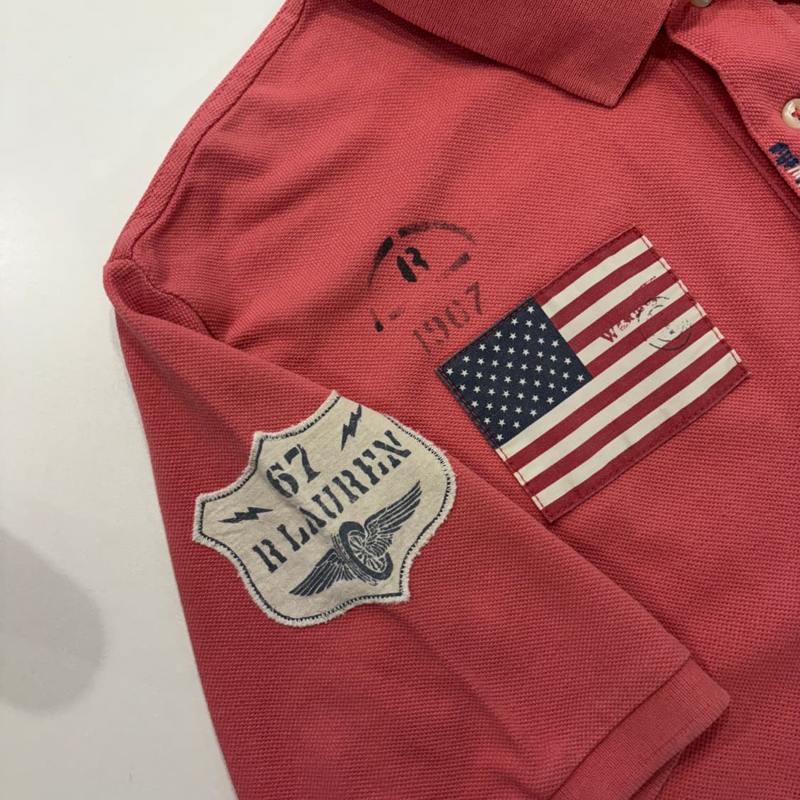 [XL] 폴로 랄프로렌 성조기 반팔 카라티 핑크 D606 상품이미지4