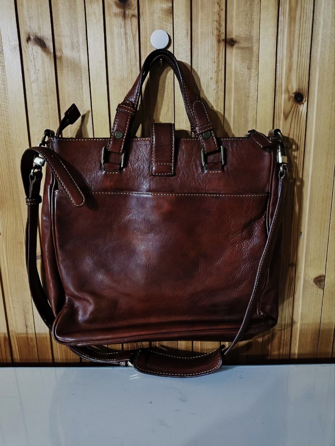 몽삭 00's 에이징 가죽 크로스백 서류가방 상품이미지5