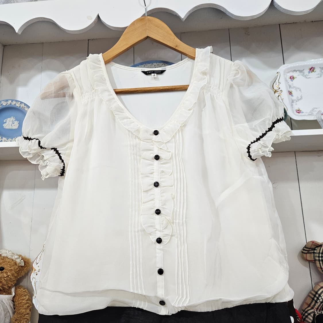 0327 레스트로즈 초코 도트 쉬폰 원피스 상품이미지2